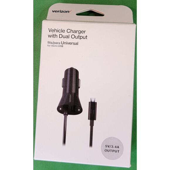 Verizon Vehicle Charger VPC34MICR-M Micro USB Dual Output 5V/3.4A - Picture 1 of 8